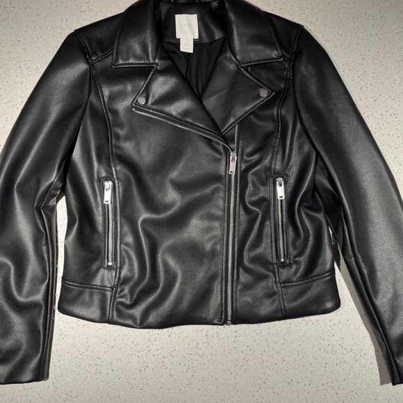 H&M Moto Jacket Black S Faux Leather - Picture 3 of 3